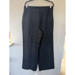 Womens Trenery 100% Linen Black Wide Leg Pants Trousers Size 12